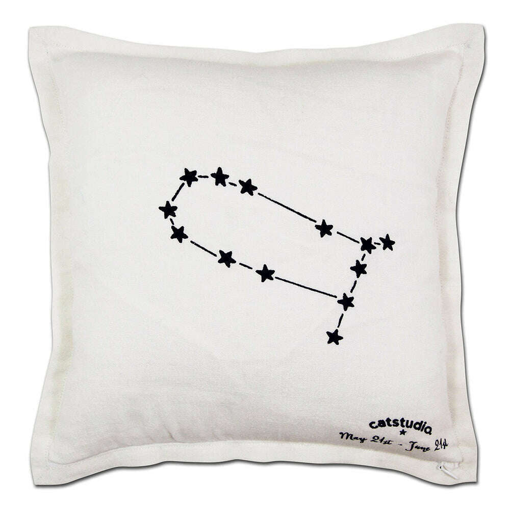 Gemini Astrology Hand-Embroidered Pillow by Cat Studio - Che Cose Belle