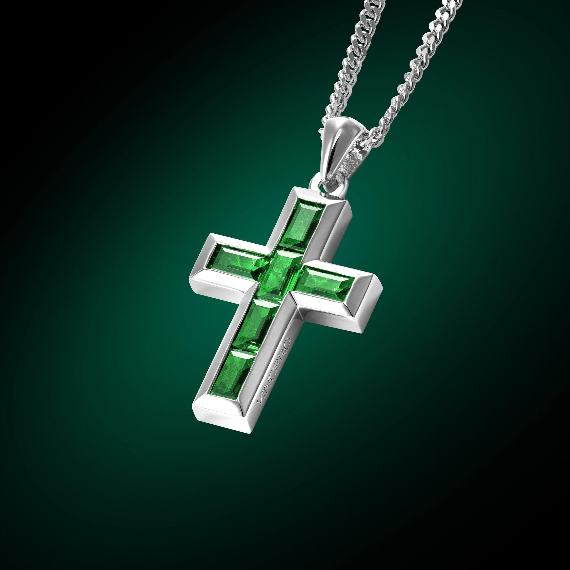 Gemstone Cross Pendant - Emerald - Che Cose Belle