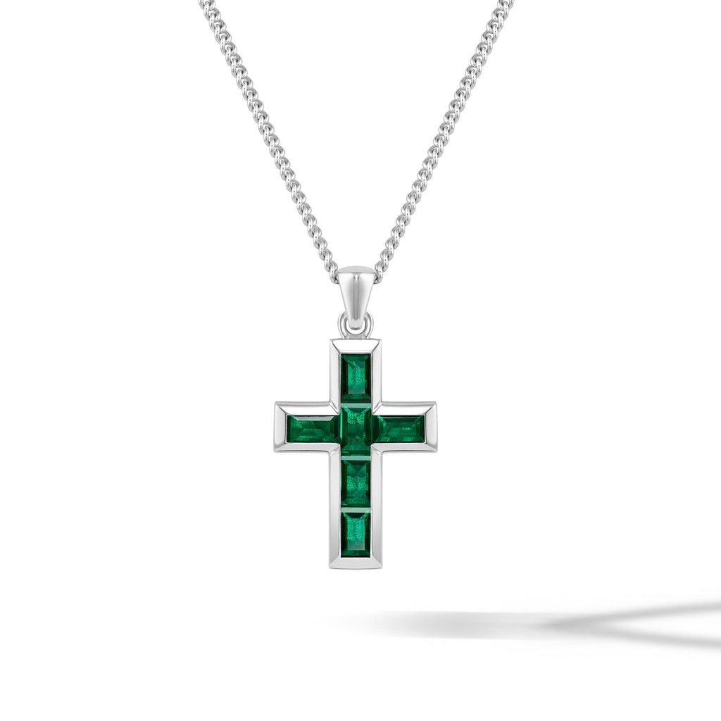 Gemstone Cross Pendant - Emerald - Che Cose Belle