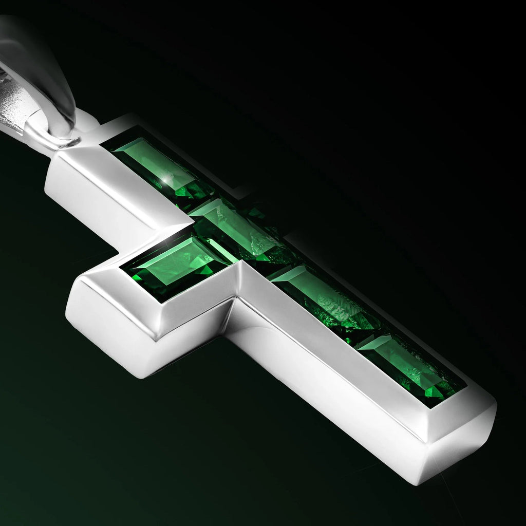Gemstone Cross Pendant - Emerald - Che Cose Belle