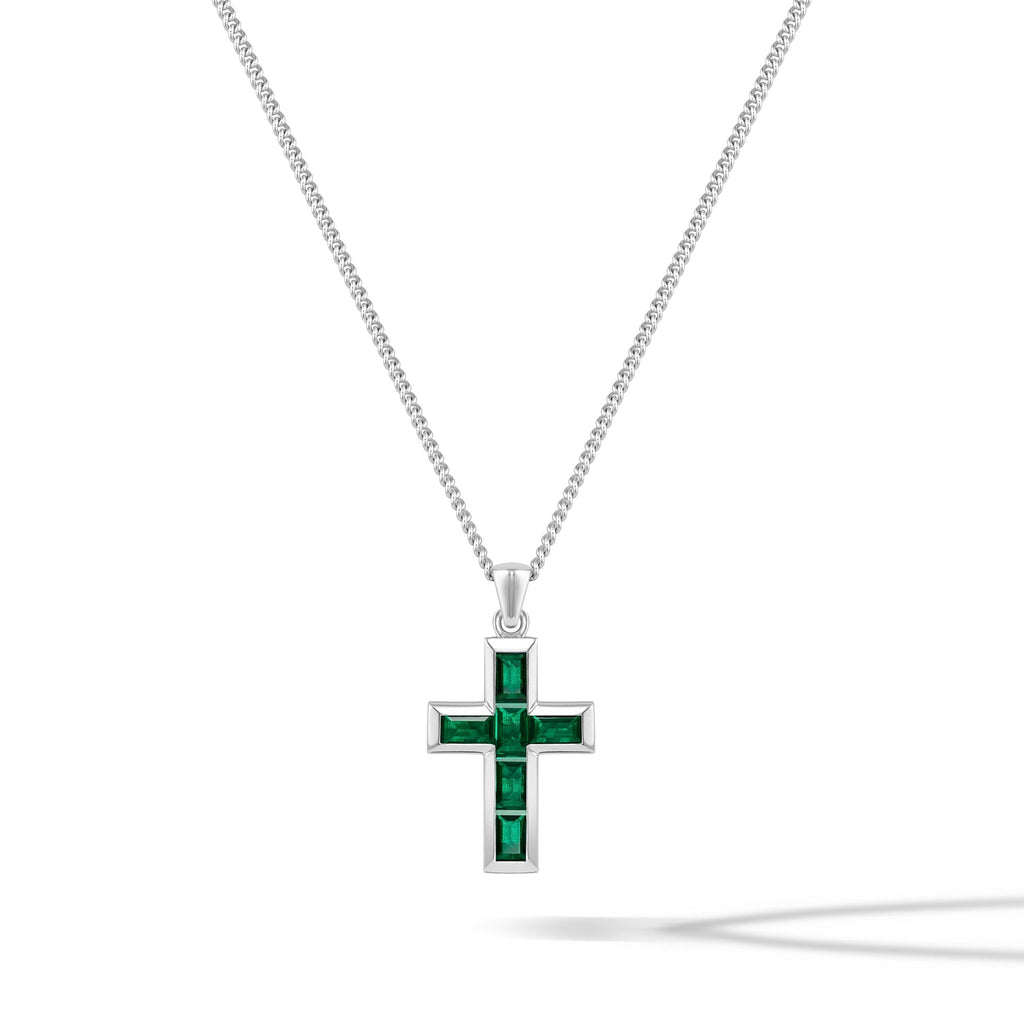 Gemstone Cross Pendant - Emerald - Che Cose Belle