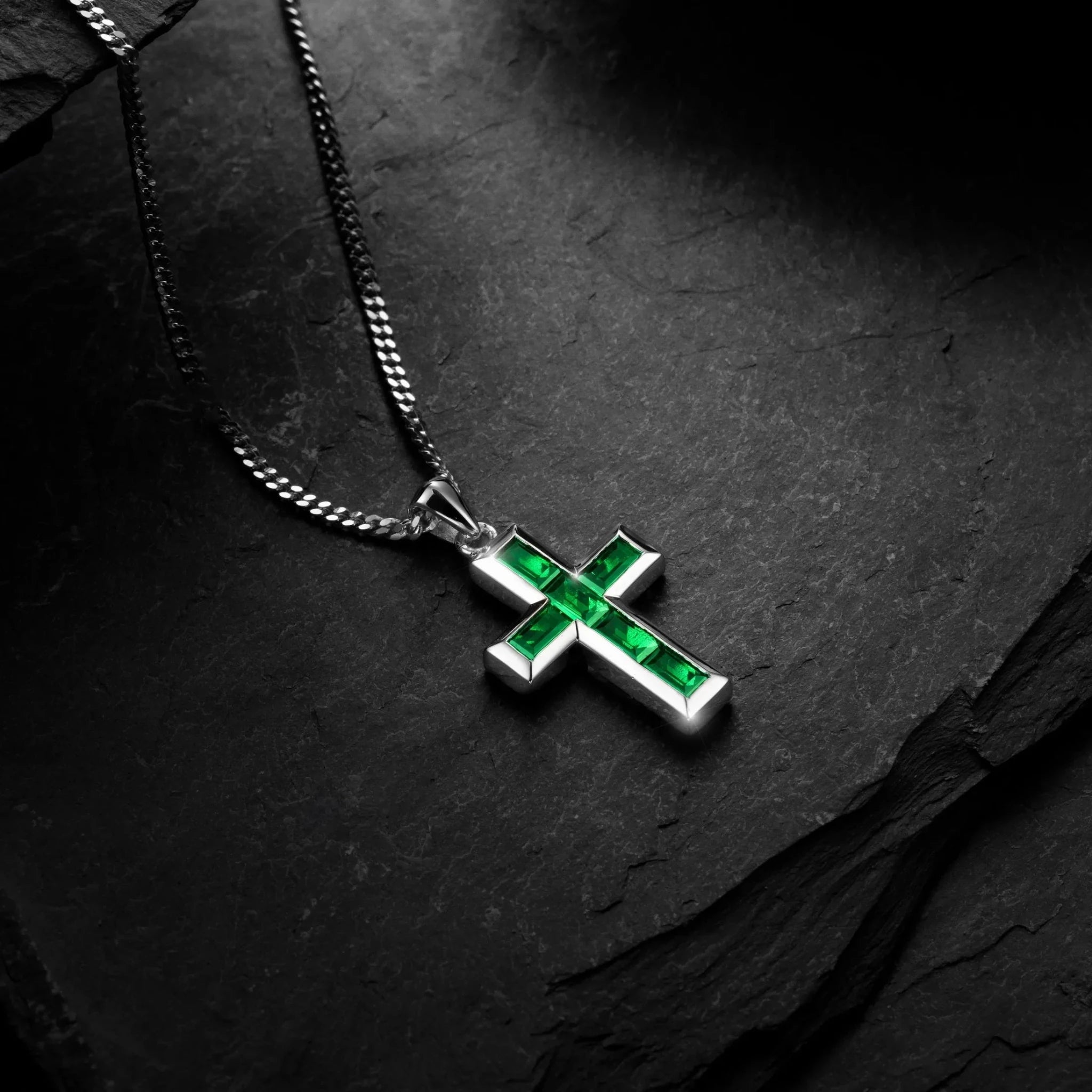 Gemstone Cross Pendant - Emerald - Che Cose Belle