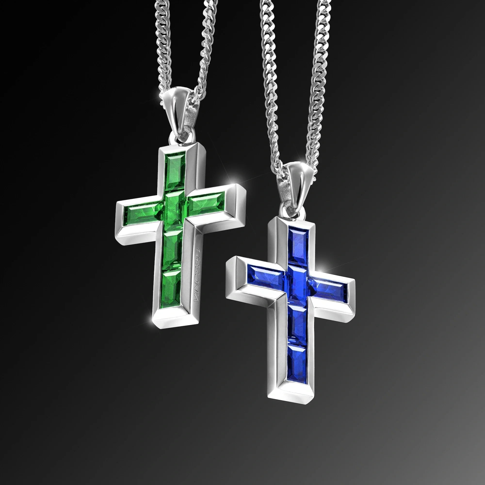 Gemstone Cross Pendant - Emerald - Che Cose Belle