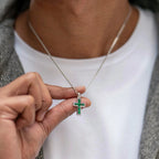 Gemstone Cross Pendant - Emerald - Che Cose Belle