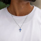 Gemstone Cross Pendant - Sapphire - Che Cose Belle