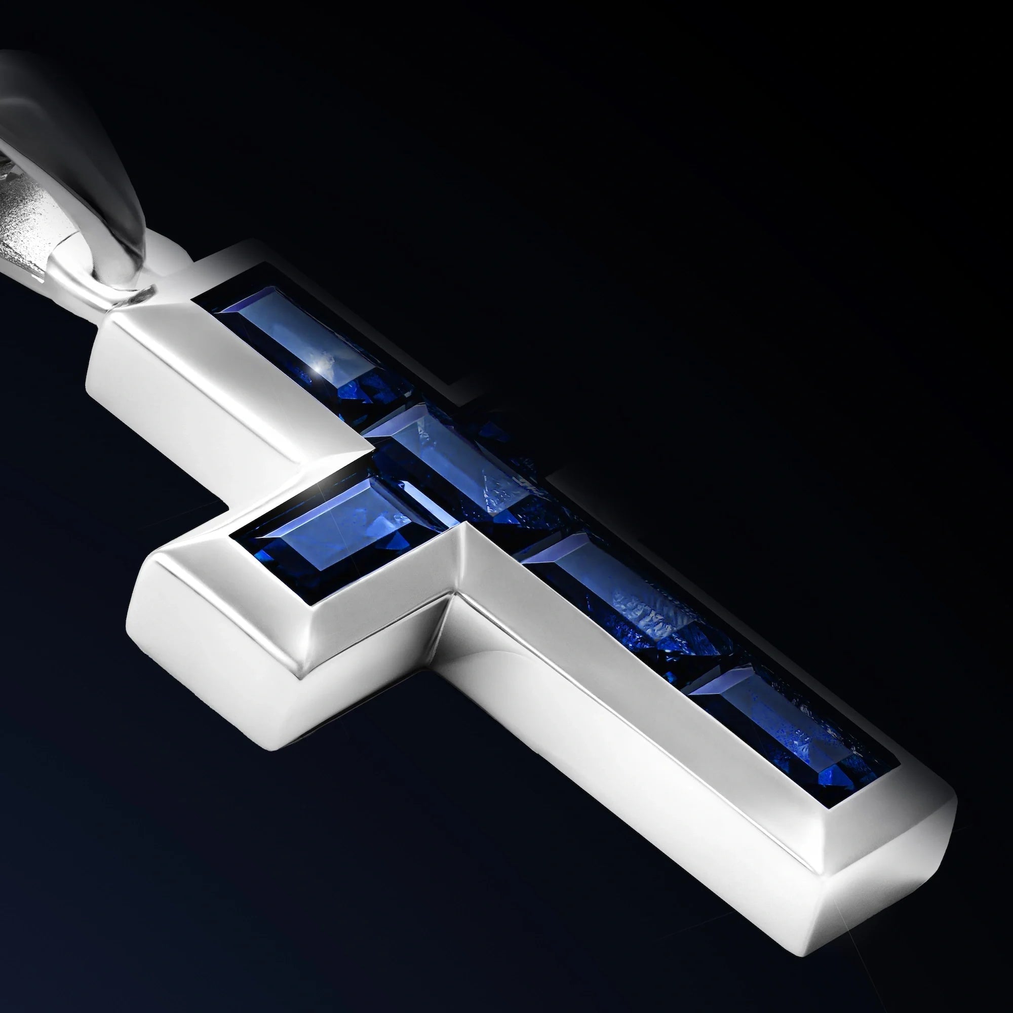 Gemstone Cross Pendant - Sapphire - Che Cose Belle