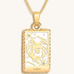 Generous Enthusiasm - White Enamel Leo Card Necklace - Che Cose Belle
