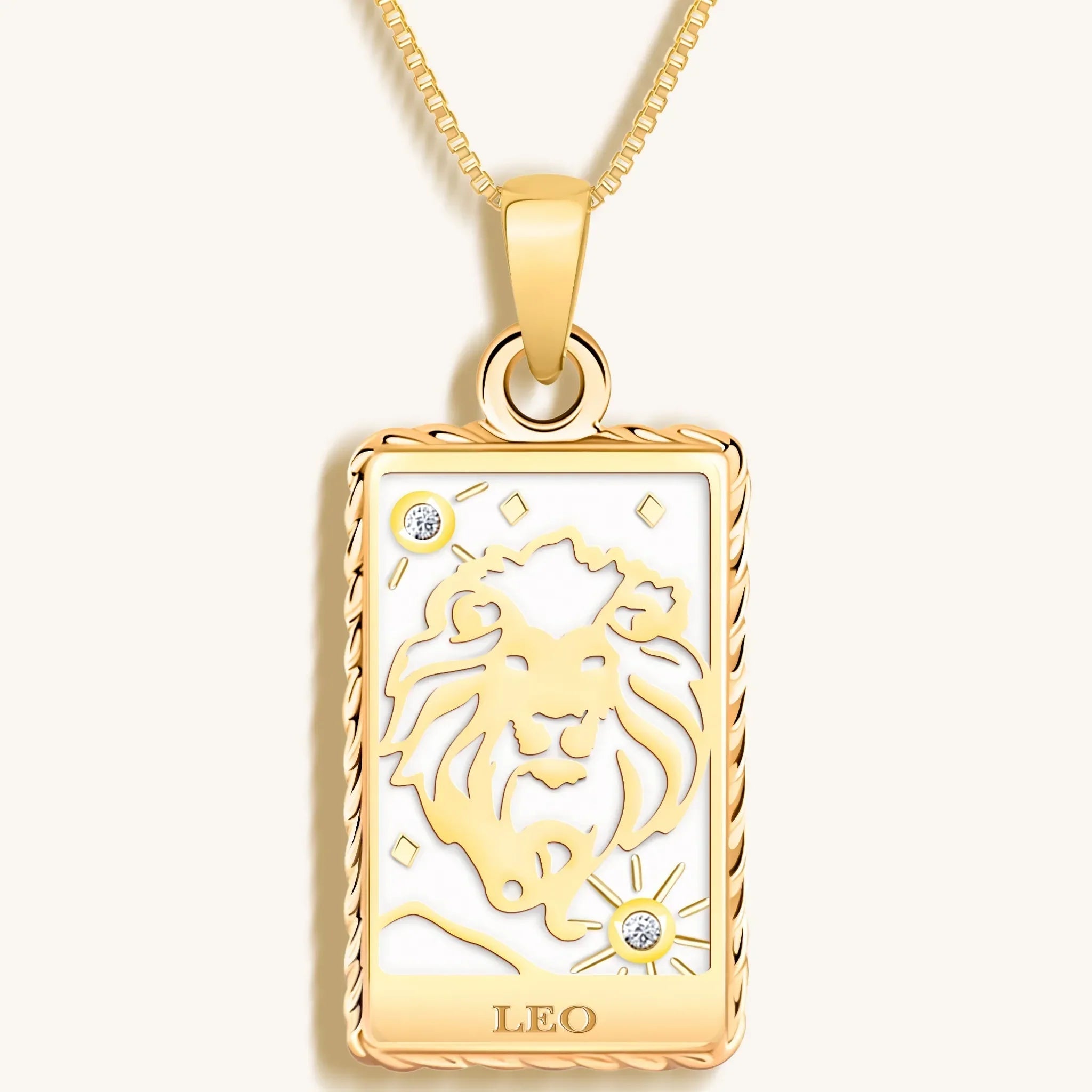 Generous Enthusiasm - White Enamel Leo Card Necklace - Che Cose Belle