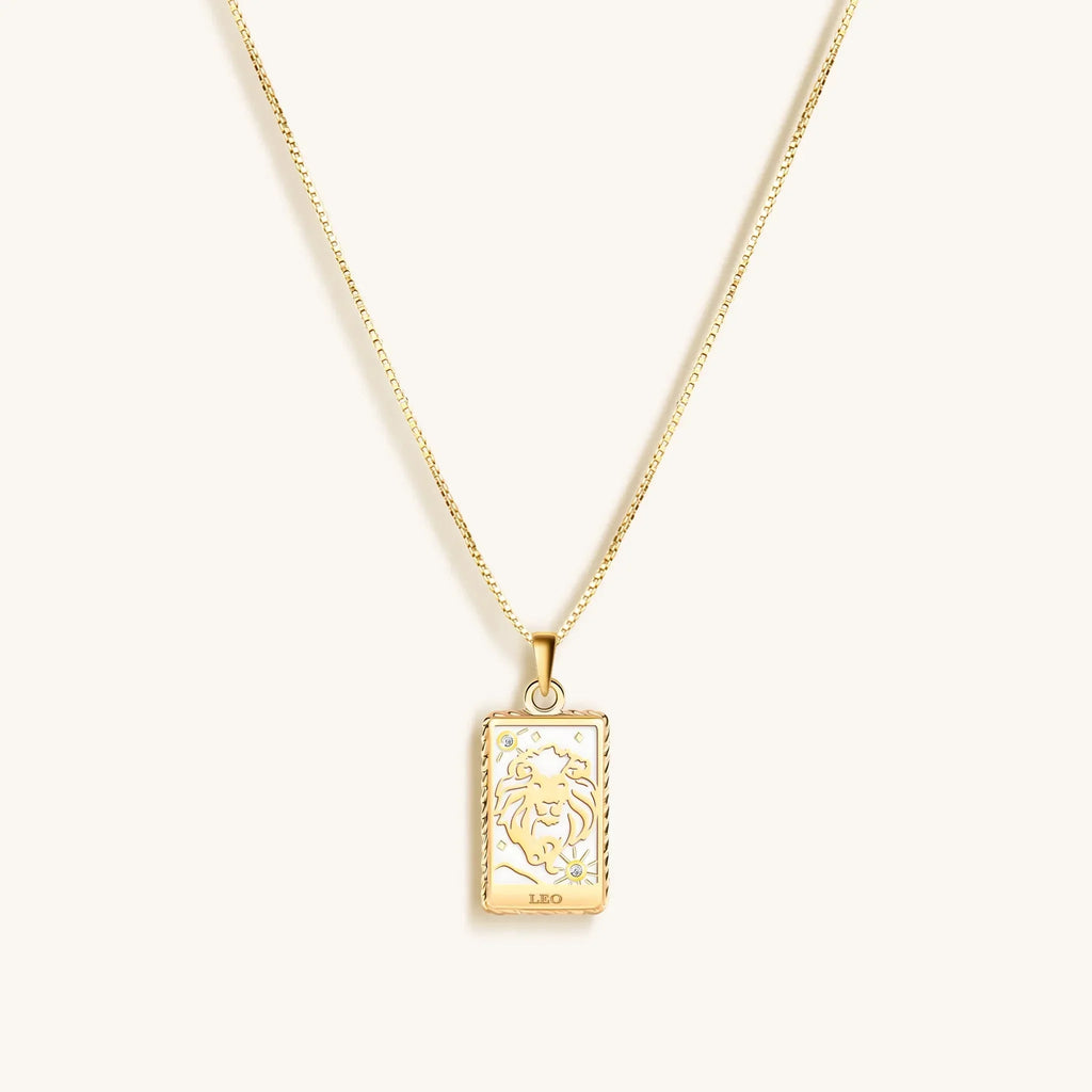 Generous Enthusiasm - White Enamel Leo Card Necklace - Che Cose Belle