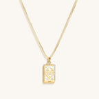 Generous Enthusiasm - White Enamel Leo Card Necklace - Che Cose Belle