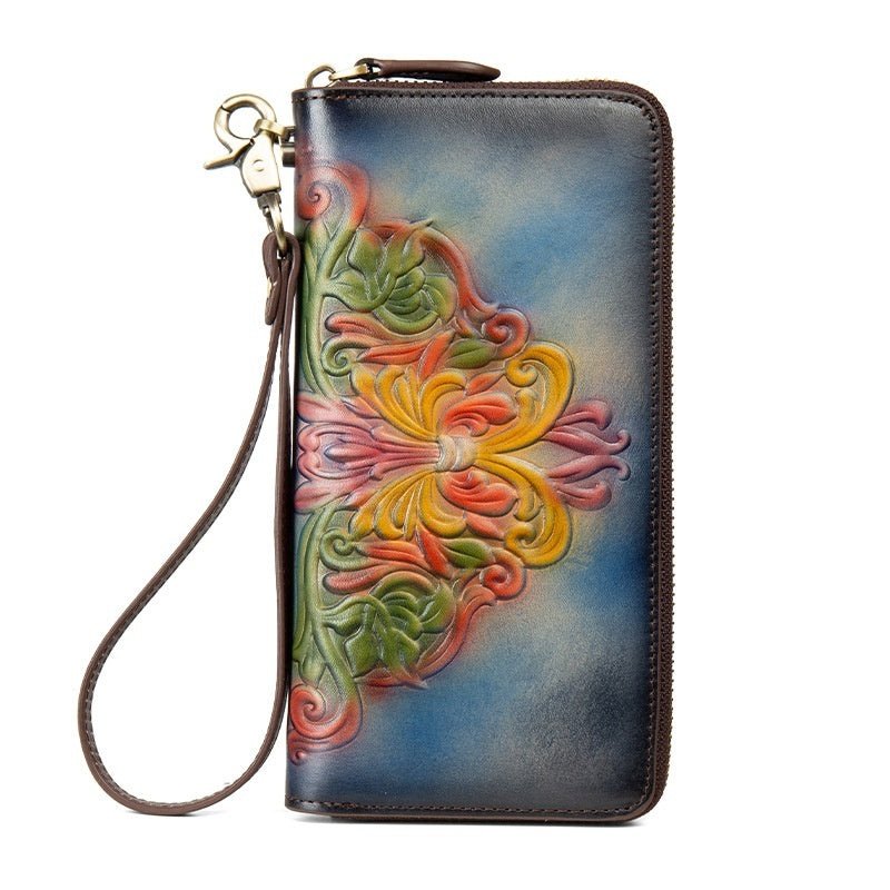 Genuine Leather Long First-Layer Cowhide Wallet Zipper Purse - Che Cose Belle