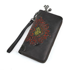Genuine Leather Long Wallet Fashionable Zipper Clutch Bag Printed Hand-Painted Handbag - Che Cose Belle