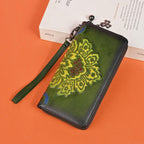 Genuine Leather Long Wallet Fashionable Zipper Clutch Bag Printed Hand-Painted Handbag - Che Cose Belle
