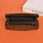 Genuine Leather Long Wallet Fashionable Zipper Clutch Bag Printed Hand-Painted Handbag - Che Cose Belle