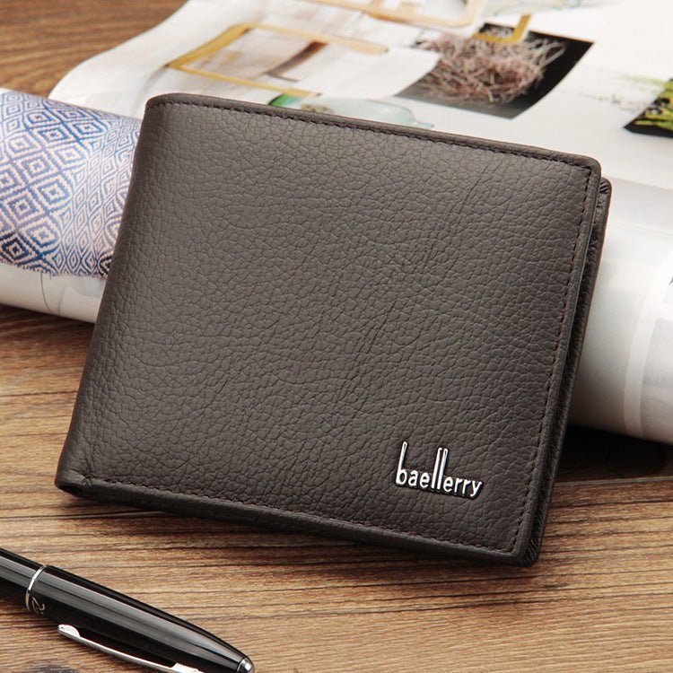 Genuine Leather Two-Fold Short Coin Purse For Men - Che Cose Belle