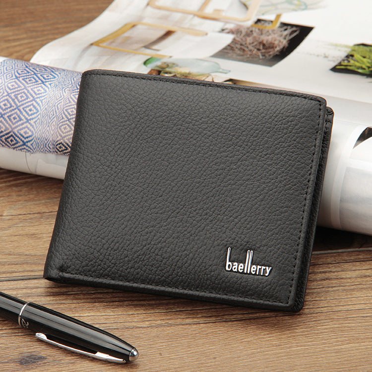 Genuine Leather Two-Fold Short Coin Purse For Men - Che Cose Belle