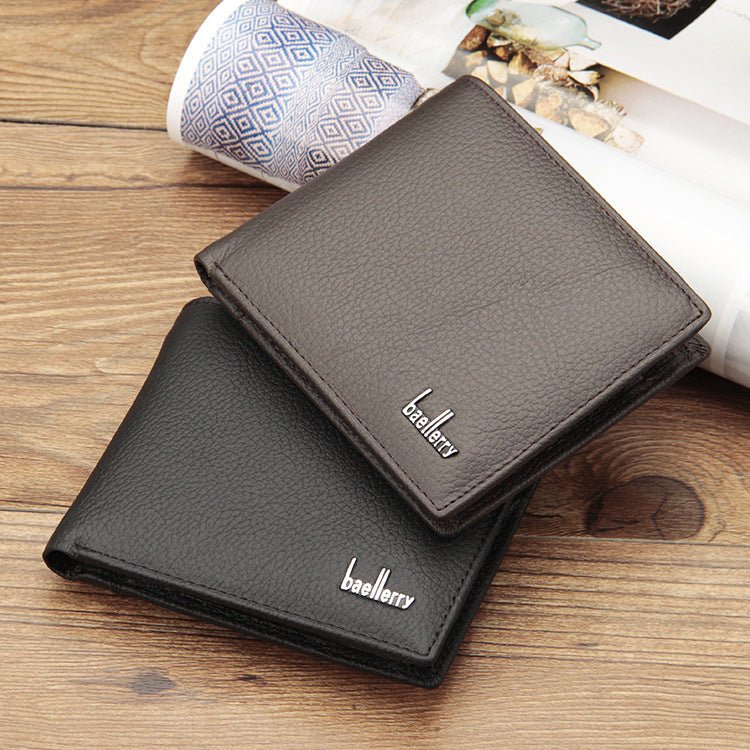 Genuine Leather Two-Fold Short Coin Purse For Men - Che Cose Belle