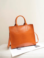 Genuine Leather Women's Bag, Cross-border Commuting, Oiled Wax Cowhide Handbag, Large Capacity Tote, Single Shoulder And Crossbody Square Bag - Che Cose Belle