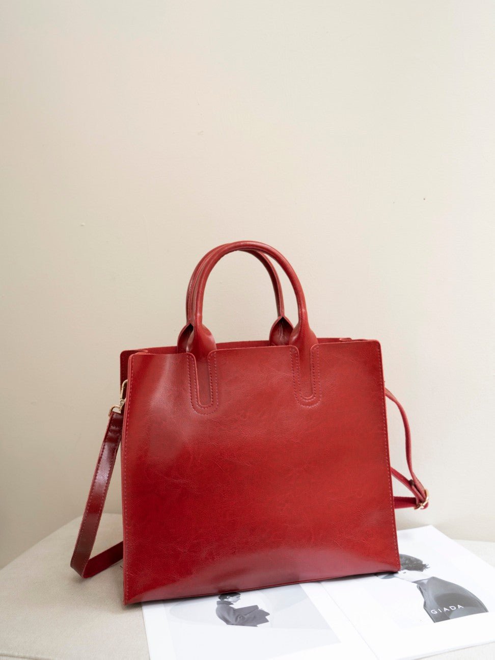 Genuine Leather Women's Bag, Cross-border Commuting, Oiled Wax Cowhide Handbag, Large Capacity Tote, Single Shoulder And Crossbody Square Bag - Che Cose Belle
