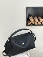 Genuine Leather Women's Bag, Cross-border High-end T-shaped Lock, Large-capacity Shoulder And Handbag, Top-layer Cowhide Underarm Bag - Che Cose Belle