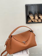 Genuine Leather Women's Bag, Cross-border High-end T-shaped Lock, Large-capacity Shoulder And Handbag, Top-layer Cowhide Underarm Bag - Che Cose Belle