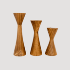 Geo Tealight Wooden Candle Holder White, Black, Natural - Che Cose Belle