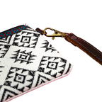 Geometric Embroidered Wristlet Bag with Leather Strap – Thailand - Che Cose Belle