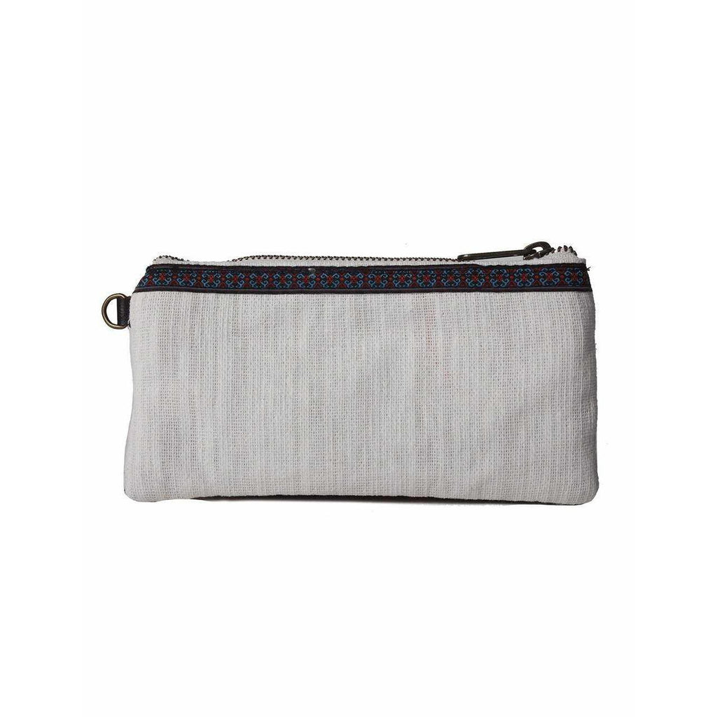 Geometric Embroidered Wristlet Bag with Leather Strap – Thailand - Che Cose Belle