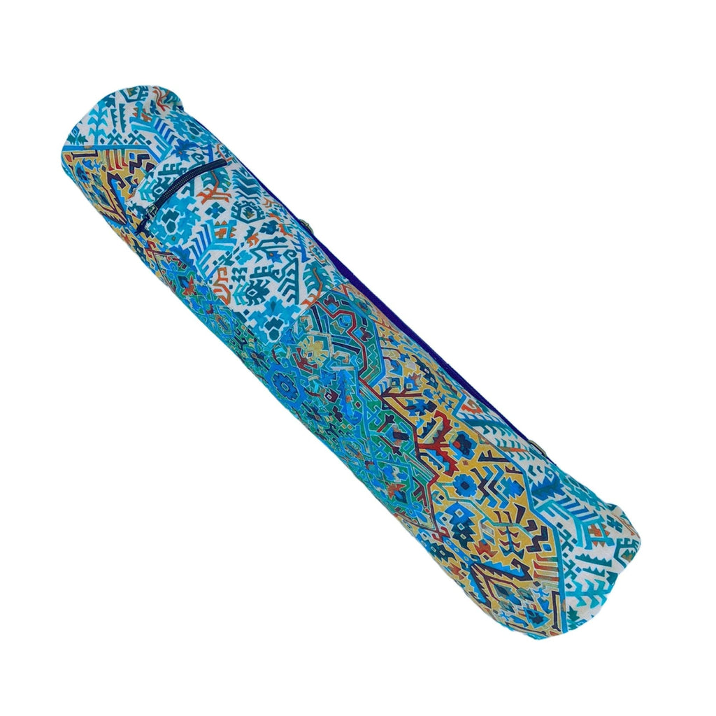 Geometric Print Yoga Mat Bag - Blue Peach - Che Cose Belle