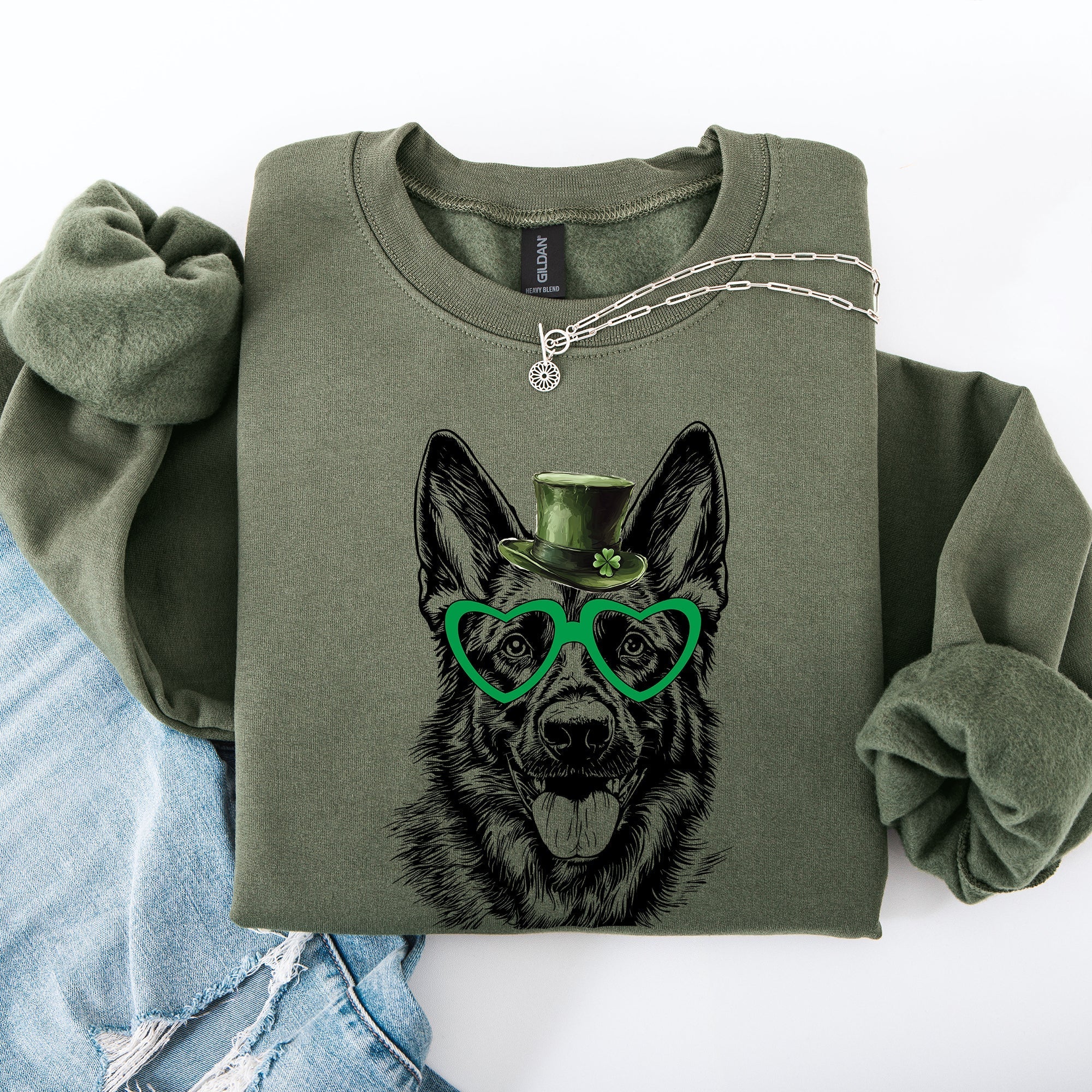 German Shepherd, Adorable Dog, St Patrick's Day, Lucky, Irish Sweatshirt - Che Cose Belle