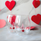 3D Gnome Heart Stemless Wine Glasses