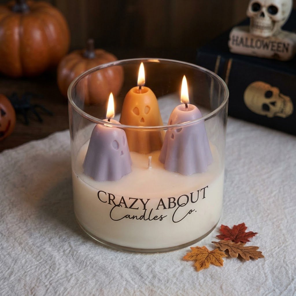 Ghost Trio Pastel Halloween Candle | Triple-Wick - Che Cose Belle
