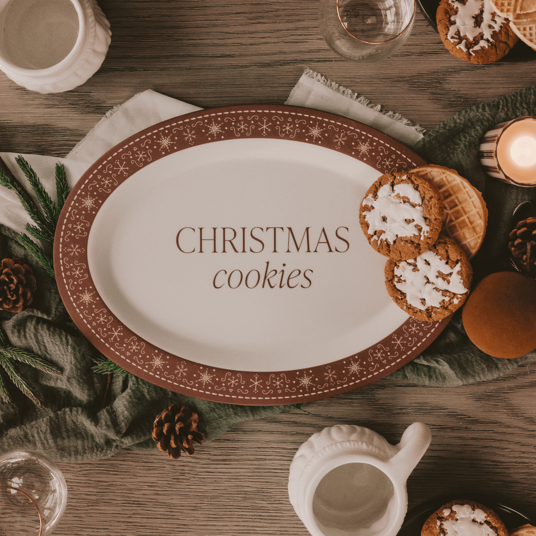 Gingerbread Oval Christmas Cookie Tray - Che Cose Belle