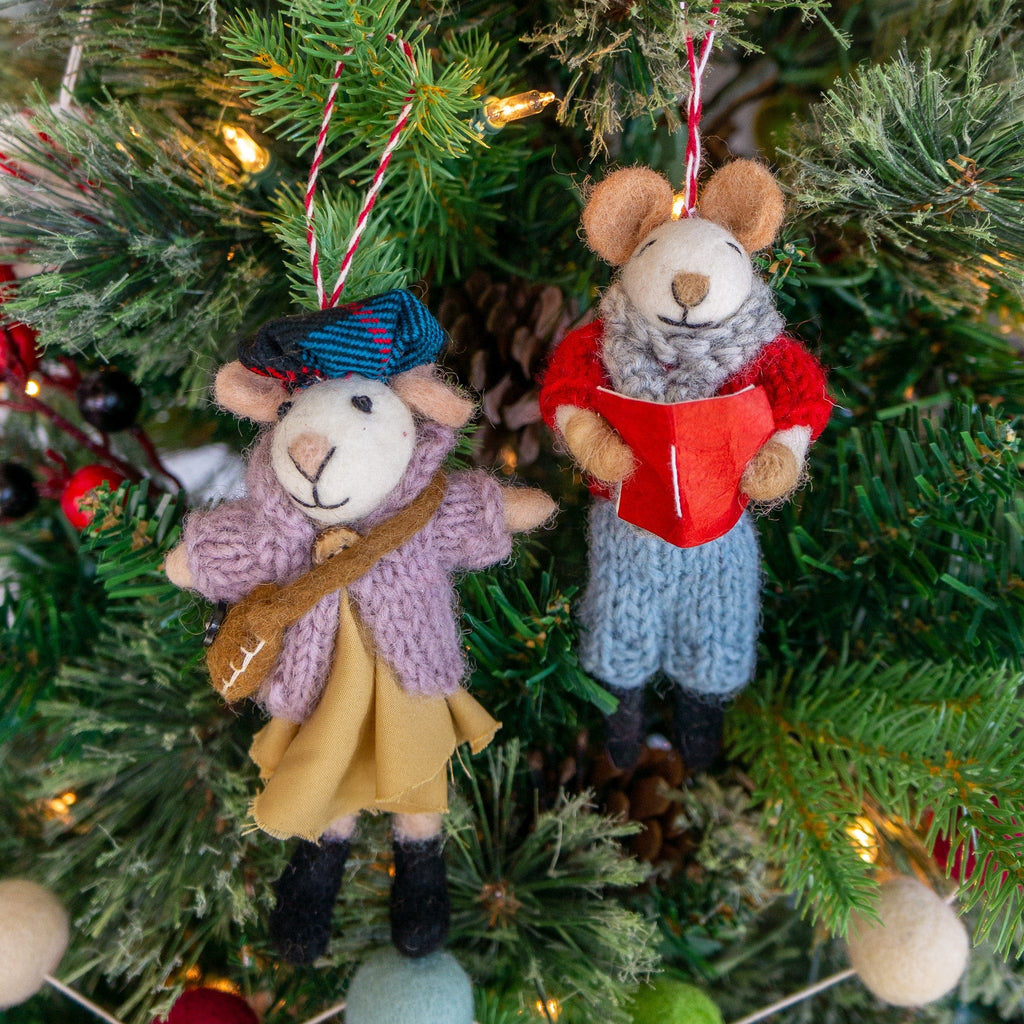 Ginny and Chris Boho Mouse Eco Ornaments - Set of 2 - Che Cose Belle