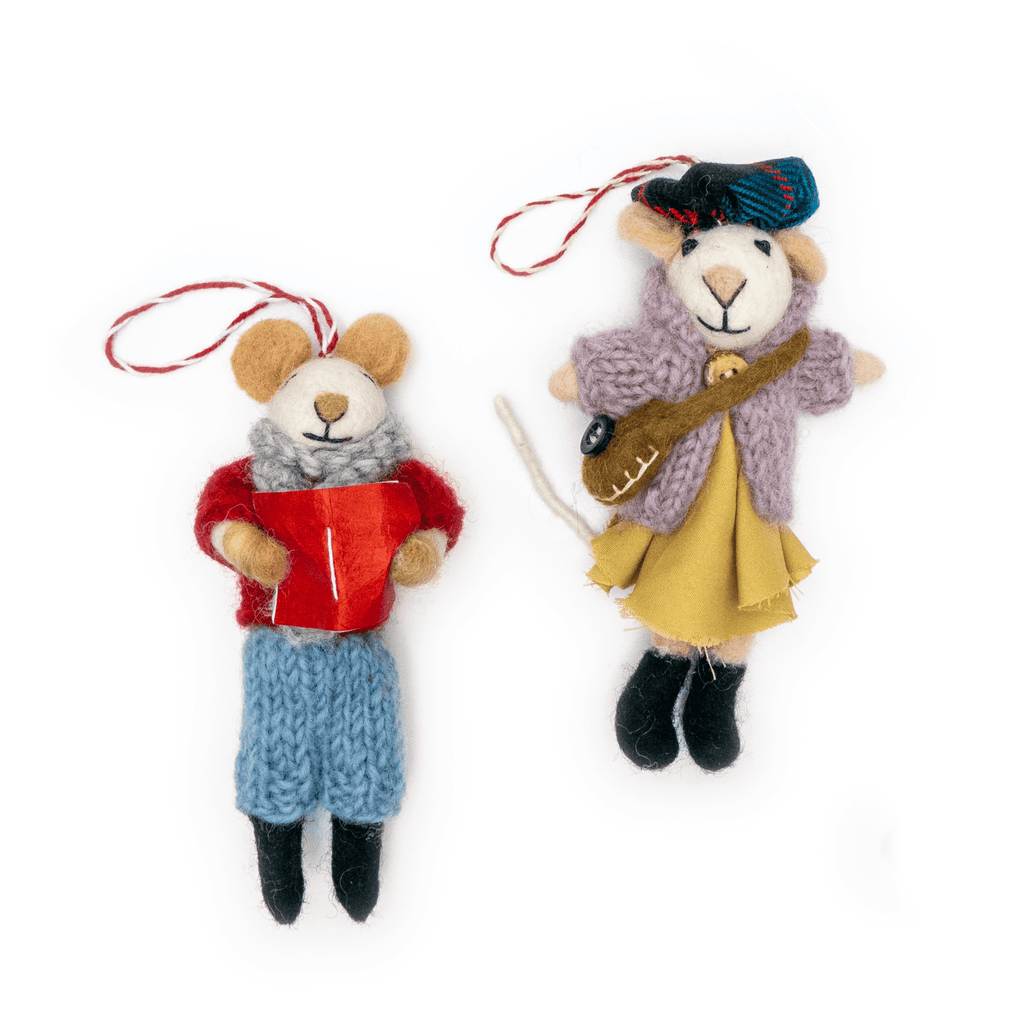 Ginny and Chris Boho Mouse Eco Ornaments - Set of 2 - Che Cose Belle