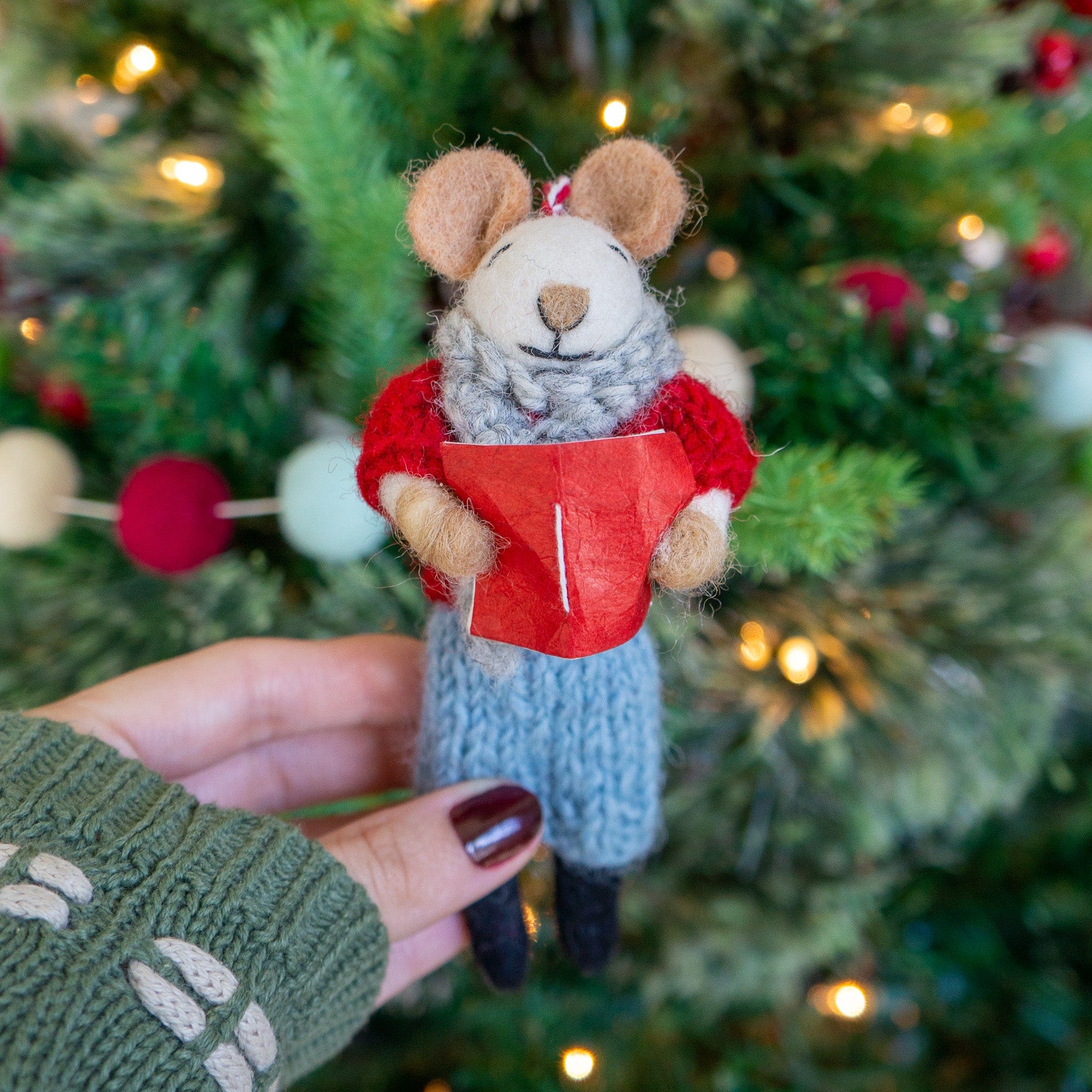 Ginny and Chris Boho Mouse Eco Ornaments - Set of 2 - Che Cose Belle