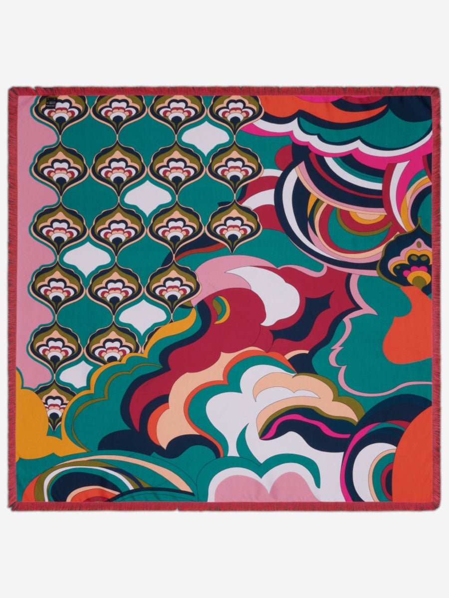 Giorgia (green/pink) - Italian soft and lightweight foulard made from pure silk - Che Cose Belle