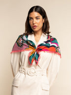 Giorgia (green/pink) - Italian soft and lightweight foulard made from pure silk - Che Cose Belle