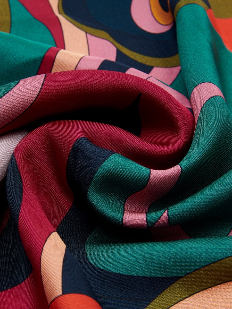 Giorgia (green/pink) - Italian soft and lightweight foulard made from pure silk - Che Cose Belle