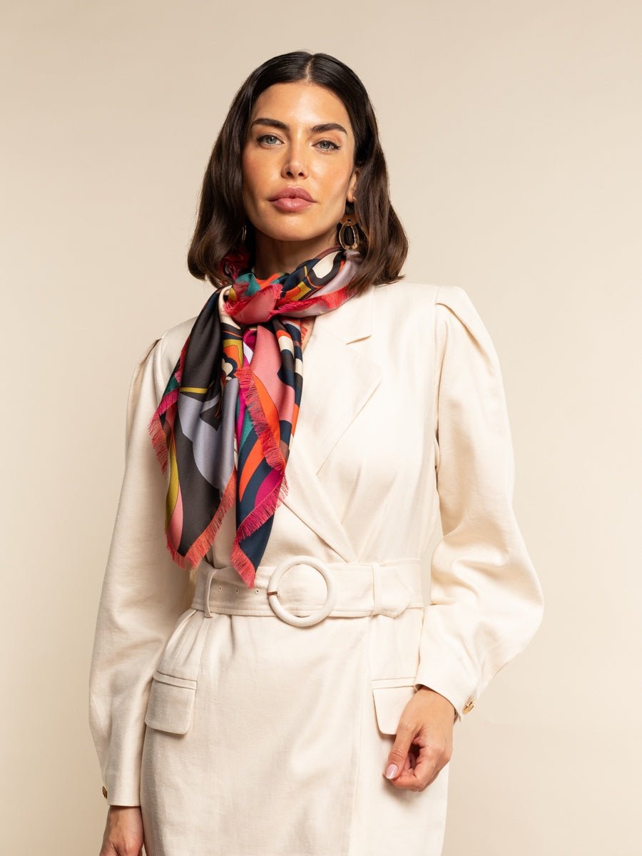 Giorgia (green/pink) - Italian soft and lightweight foulard made from pure silk - Che Cose Belle
