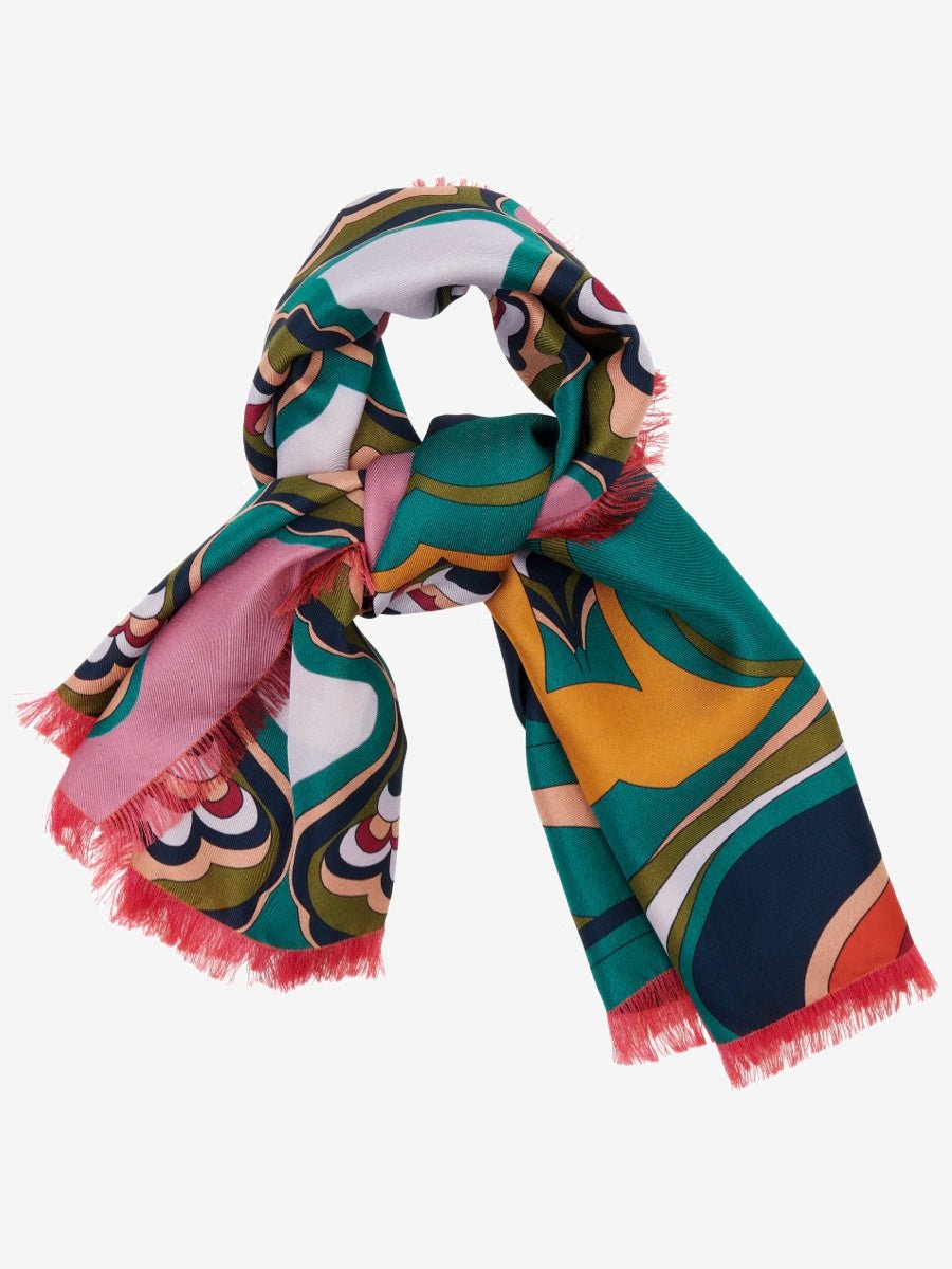 Giorgia (green/pink) - Italian soft and lightweight foulard made from pure silk - Che Cose Belle