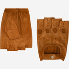 Giuseppe (cognac) - Italian lambskin fingerless leather driving gloves - Che Cose Belle