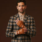 Giuseppe (cognac) - Italian lambskin fingerless leather driving gloves - Che Cose Belle