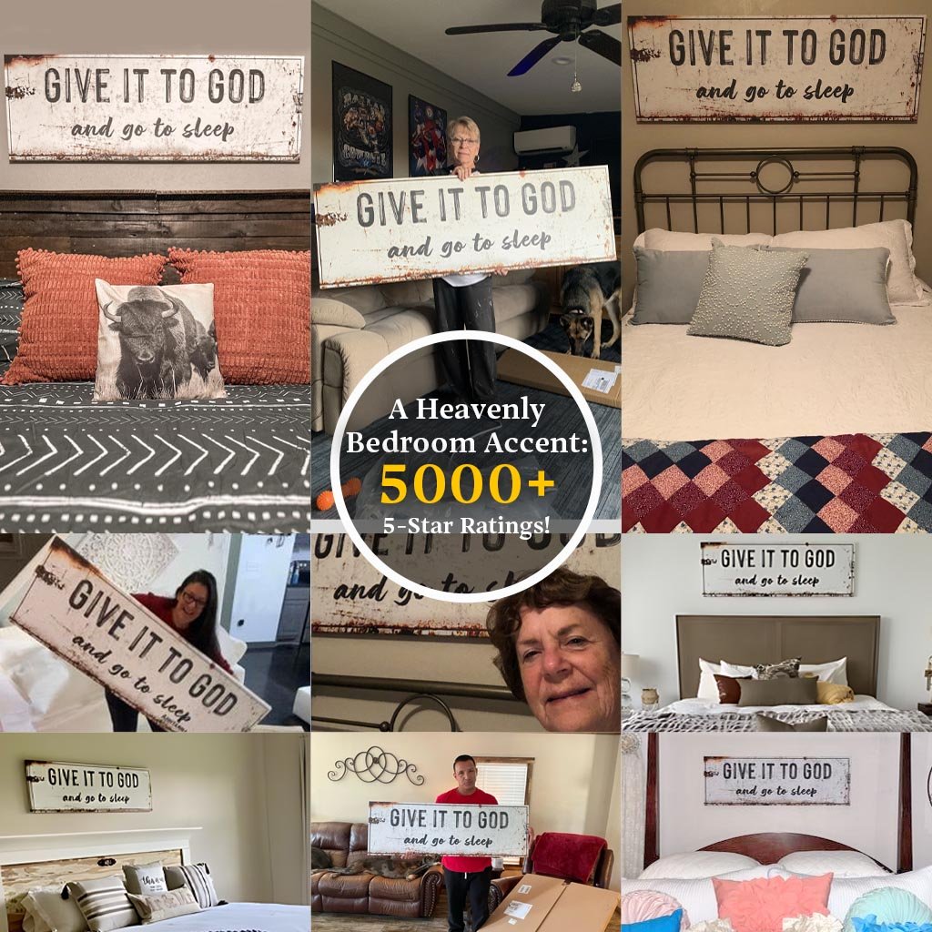 Give It to God and Go to Sleep – Rustic Christian Wall Art for Peaceful Nights - Che Cose Belle