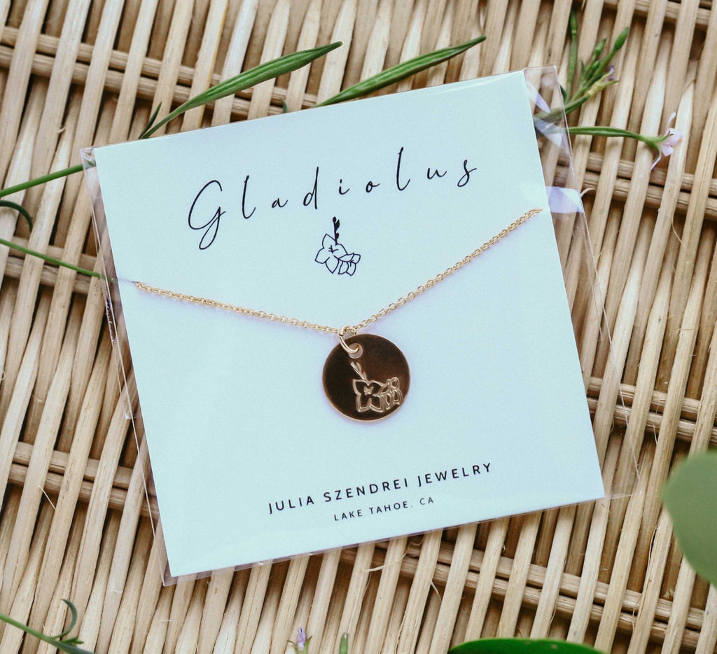 Gladiolus Birth Flower Necklace for August - Che Cose Belle