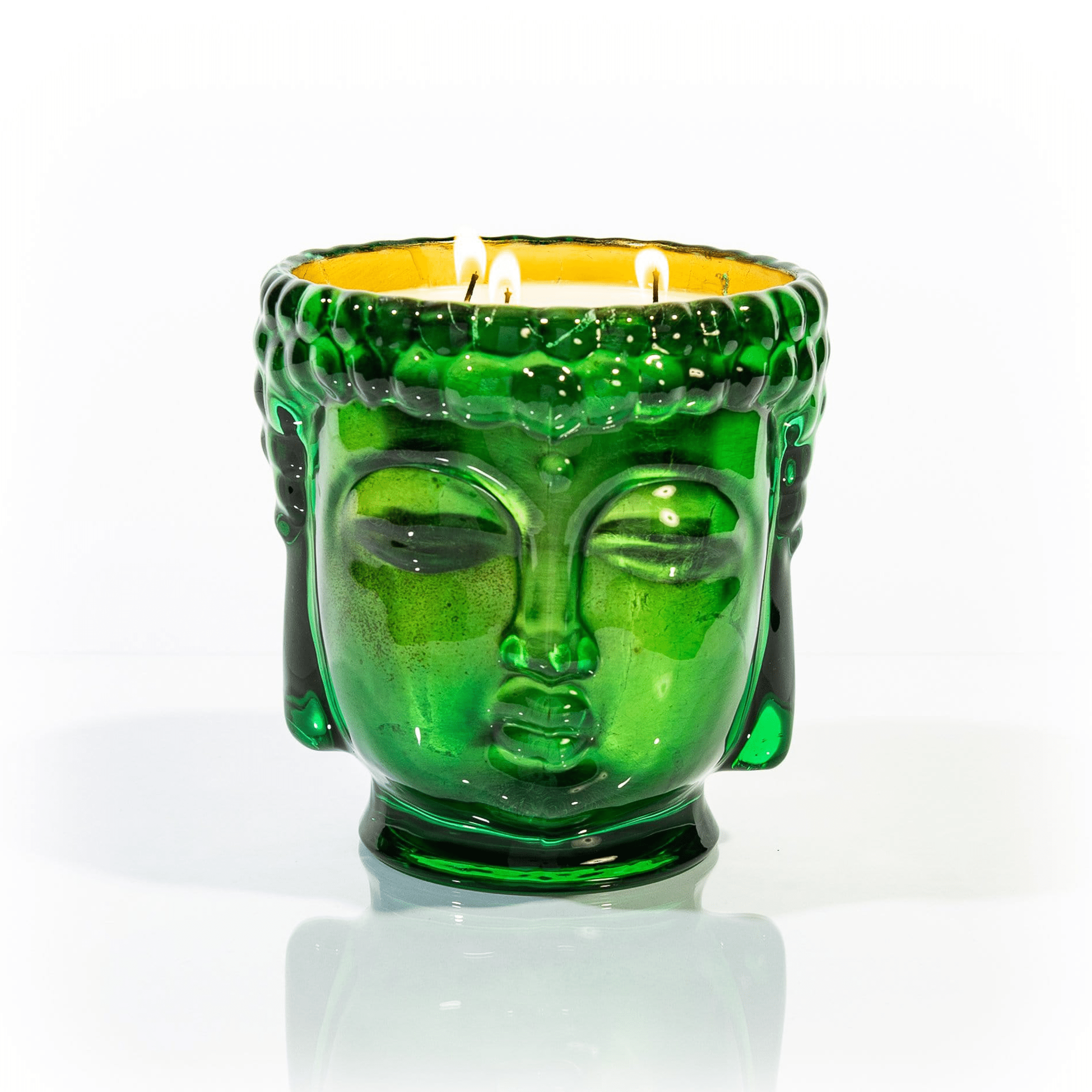 24K Gold Emerald Green Glass Buddha Luxury Candle