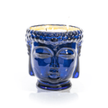 24K Gold Sapphire Blue Glass Buddha Candle, 3-Wick
