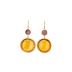 Glass Coin of Athens Motif Double Drop Earrings - Che Cose Belle