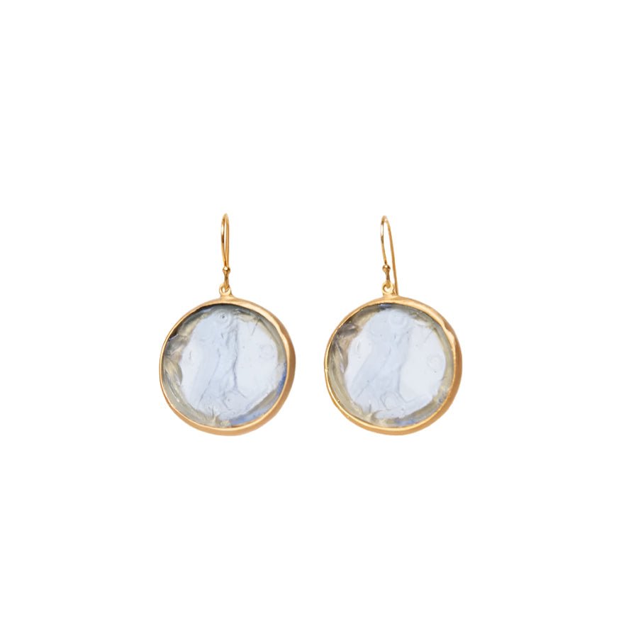 Glass Coin of Athens Motif Earrings (Sky - Blue Tone) - Che Cose Belle