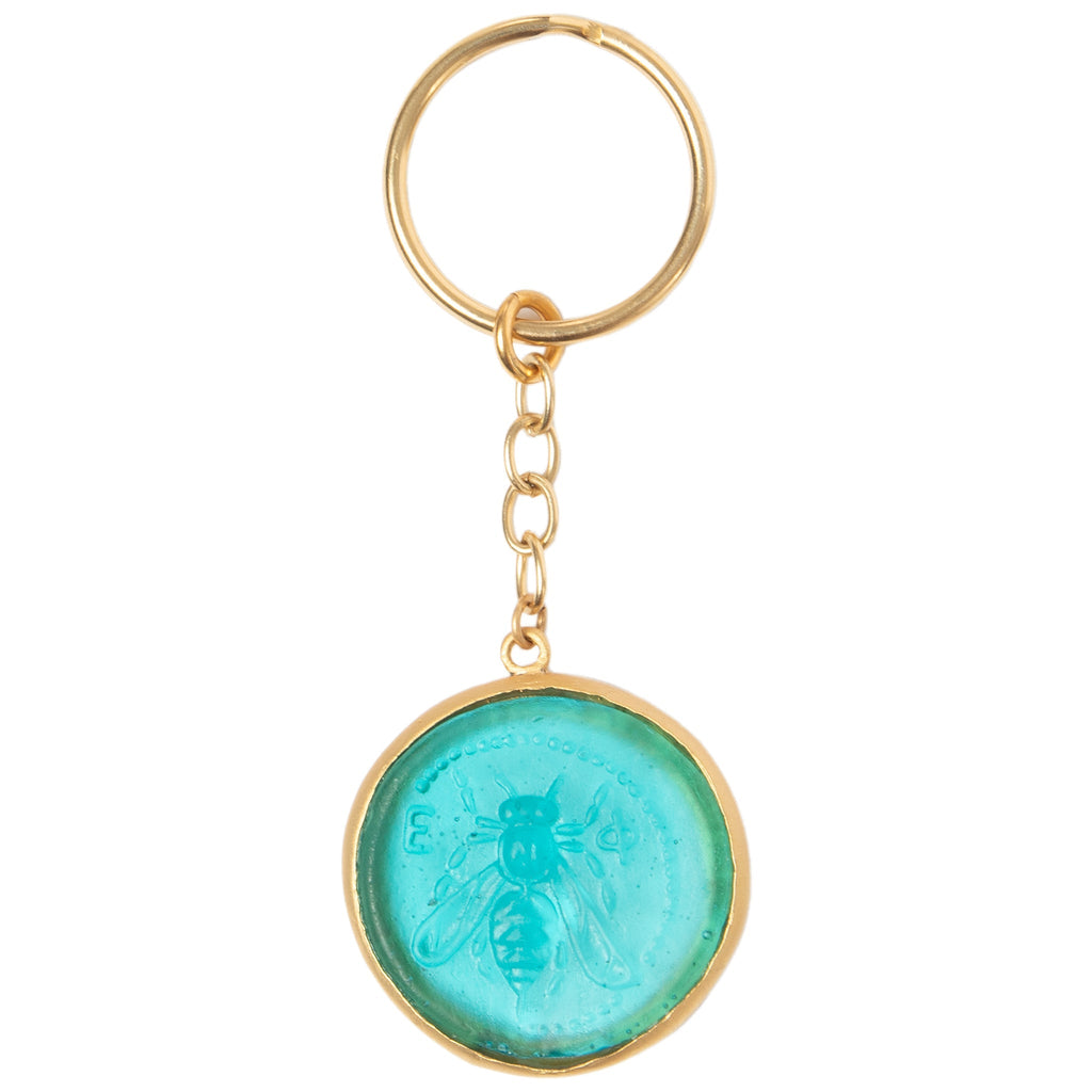 Glass Coin of Ephesos Key Ring (Teal Tone) - Che Cose Belle